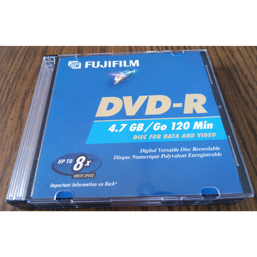 Fuji Film DVD-R Lot Of 5 Blank DVD's With Slim Cases
